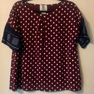 Lili's Closet Burgundy Top with Polka Dots - Size L